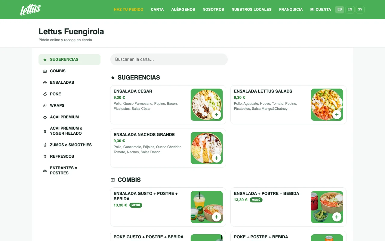 Stellar Store — escaparate de una tienda online con la carta y fotos de producto